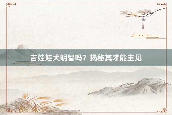吉娃娃犬明智吗？揭秘其才能主见